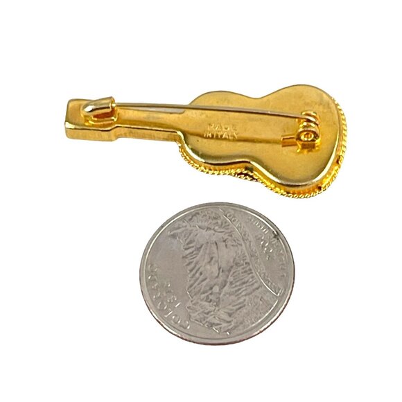 Vintage Micro Mosaic Italian Guitar Shaped Brooch Pin - Picture 6 of 6
